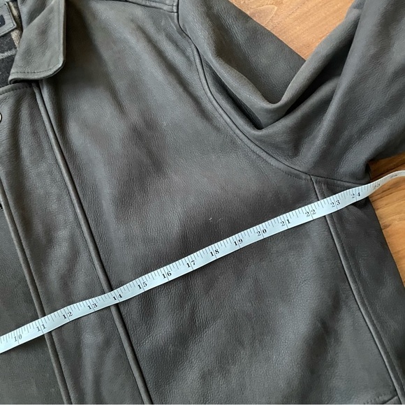 Perry Ellis Brown Nubuck Leather Car Coat Jacket - Picture 12 of 15